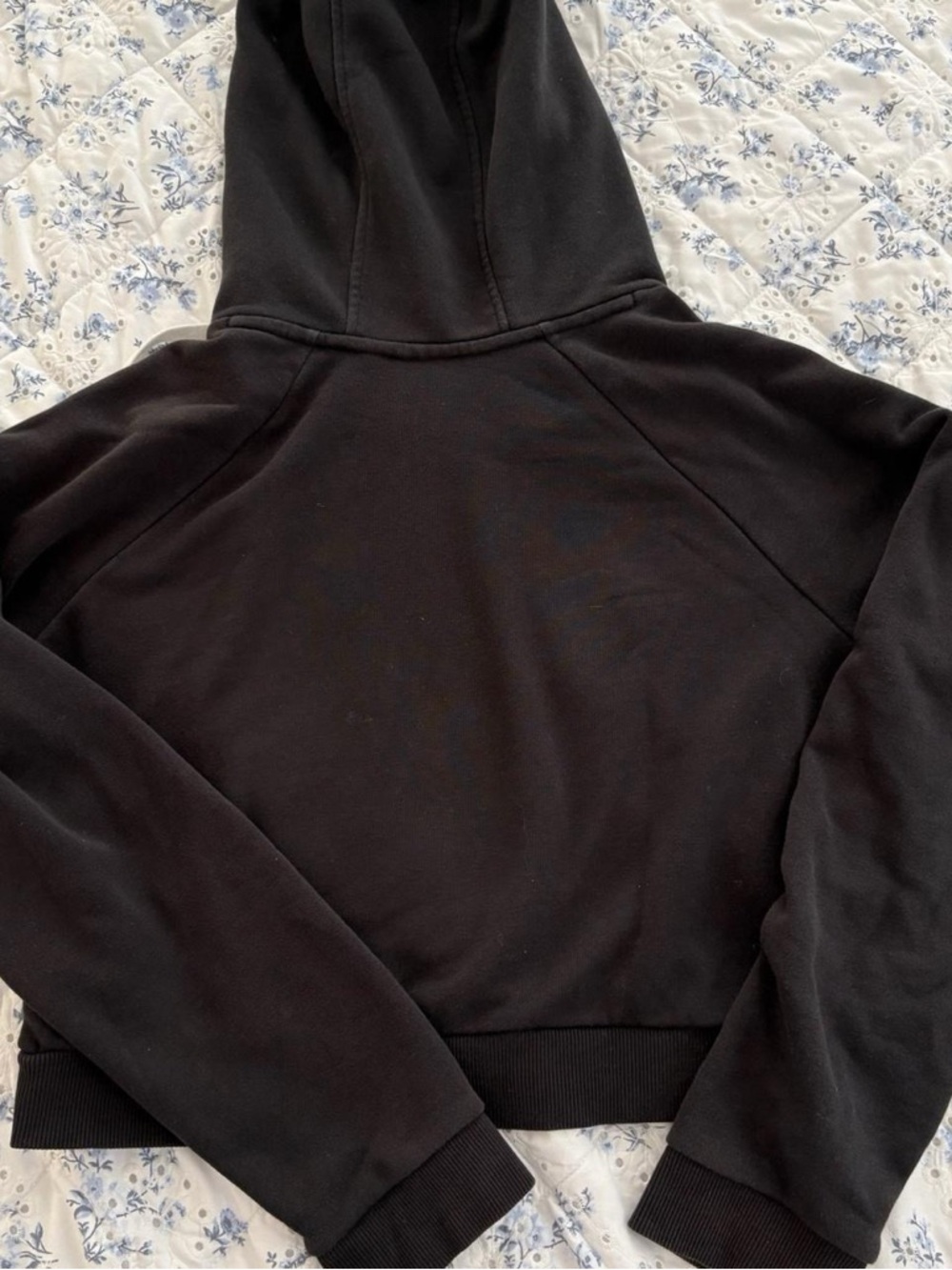 adidas originals Black Cropped Hoodie with White Trefoil - Picture 4 of 5